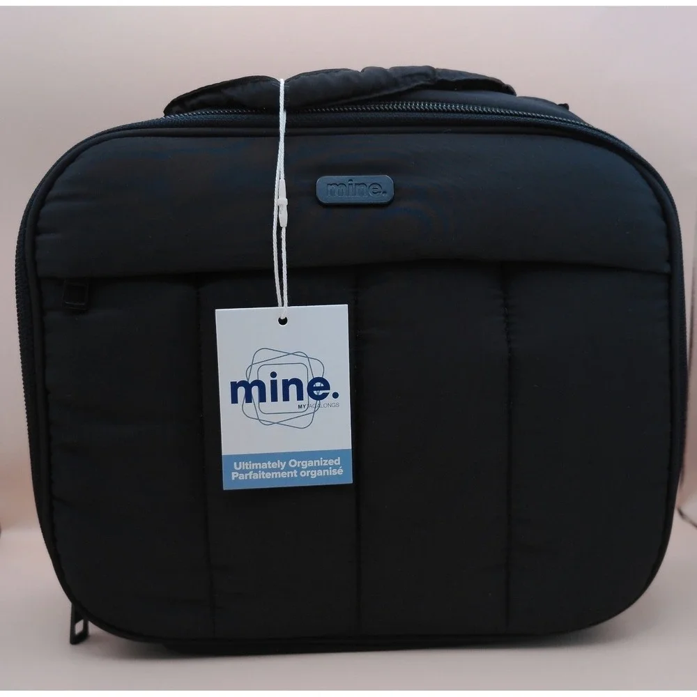 Mine My Belongings Quilted Travel Organizer Toiletry Bag Black NWT Luxe